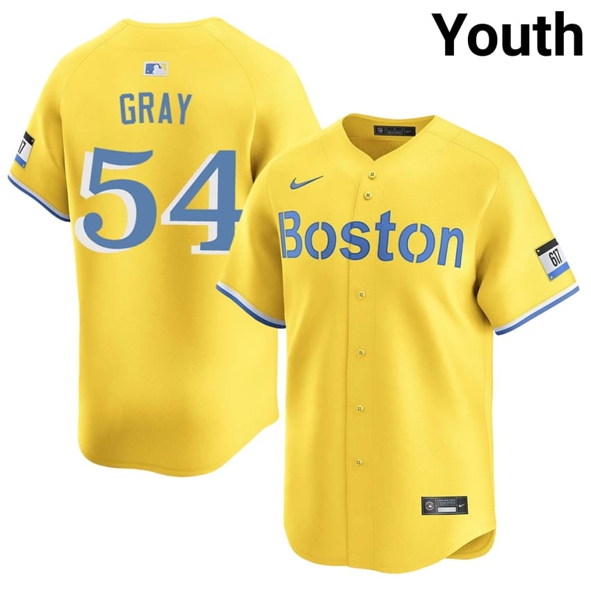 #54 Sonny Gray BOS Youth Baseball MLB Jersey - Gold