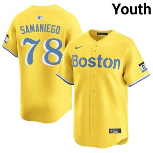 #78 Tyler Samaniego Boston Red Sox Youth Baseball Player Jerseys - Gold