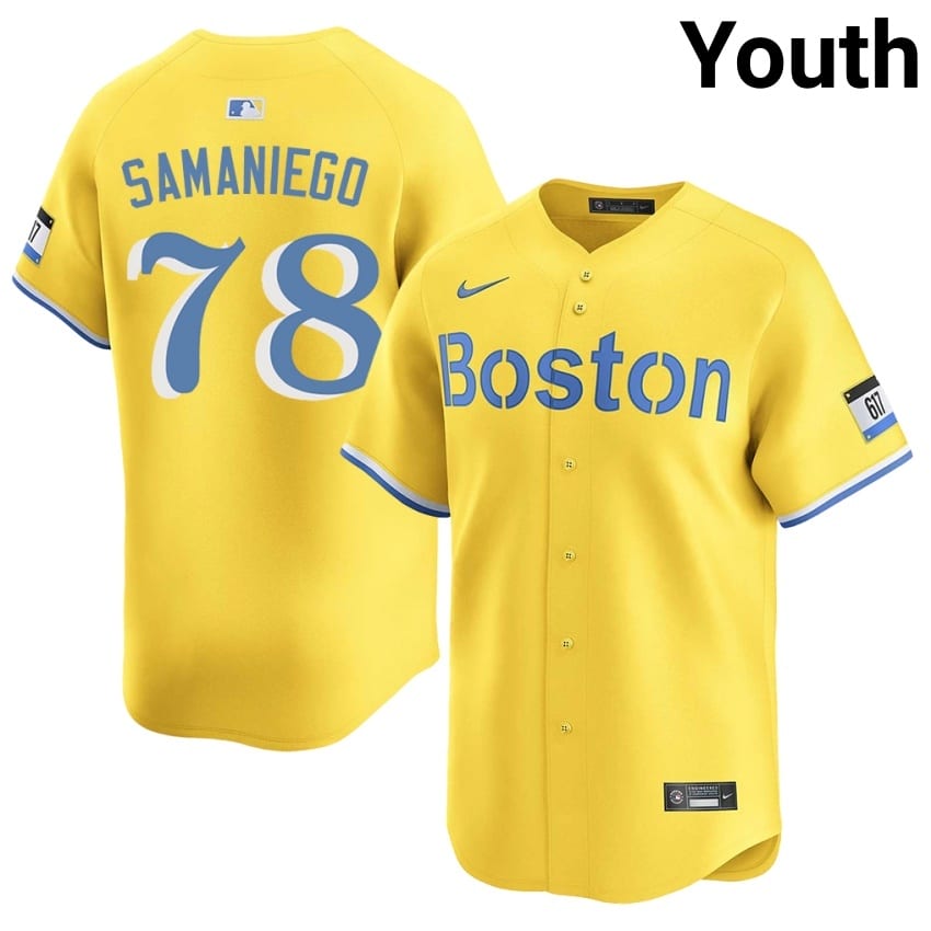#78 Tyler Samaniego Boston Red Sox Youth Baseball Player Jerseys - Gold
