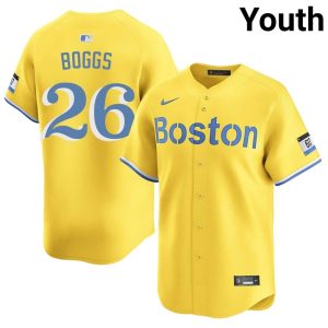 #26 Wade Boggs The Sawx Youth Baseball Official Jerseys - Gold