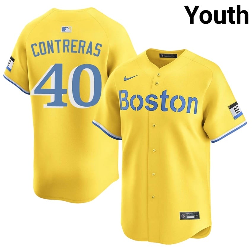 #40 Willson Contreras Red Sox Nation Youth Baseball Player Jerseys - Gold