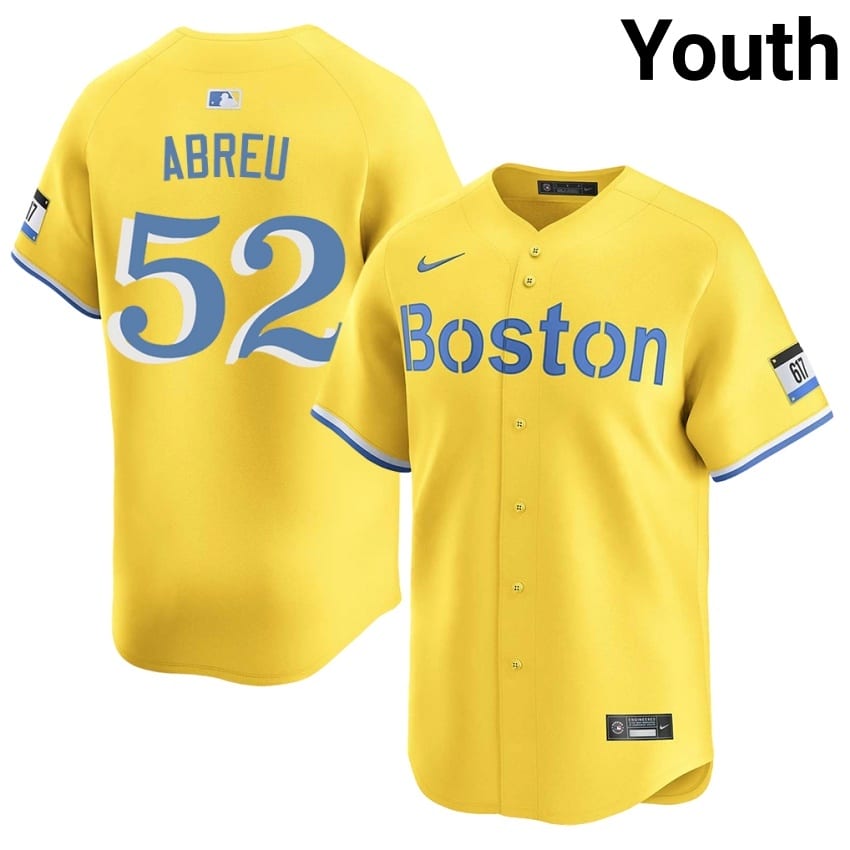 #52 Wilyer Abreu The Sawx Youth Baseball Stitched Jerseys - Gold
